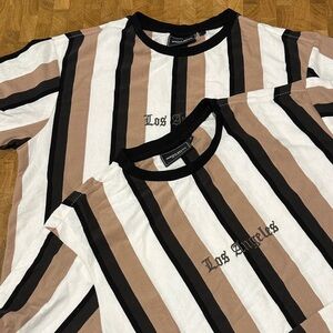 2 Man/Women Striped Los Angeles T-Shirt size M and L